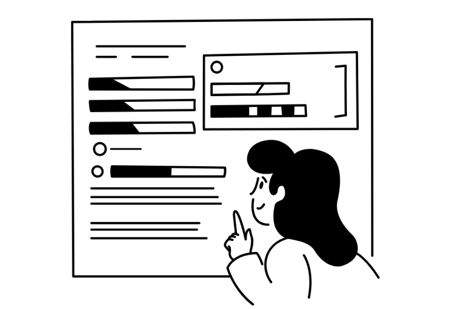 Person reviewing scattered data sources